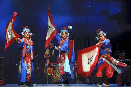 CHENGDU - JUN 1: chinese Beijing opera performer make a show on stage to compete for awards in 25th...