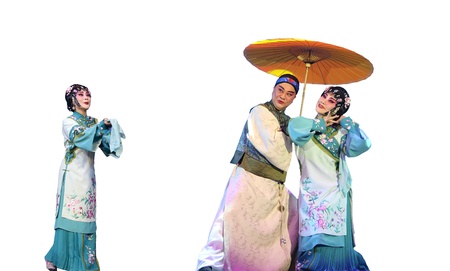 CHENGDU - JUN 4: chinese Hui opera performer make a show on stage to compete for awards in 25th Chinese Drama Plum Blossom Award competition at Xinan theater.Jun 4, 2011 in Chengdu, China.Chinese Drama Plum Blossom Award is the highest theatrical award iのeditorial素材