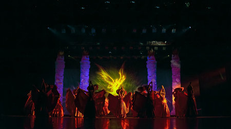 CHENGDU - SEP 26: chinese Yi ethnic dancers perform on stage at JIAOZI theater.Sep 26,2010 in...