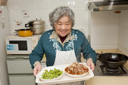cooking grandmotherの写真素材