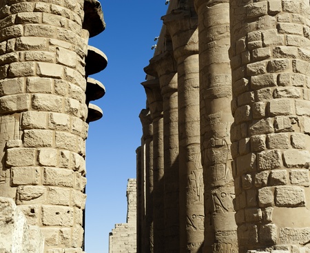 ancient grand columns in Karnak temple in Luxor,Egyptの写真素材