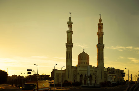Egyptian mosque in the morningの写真素材