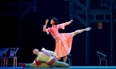CHENGDU - APR 10: Sichuan song and dance troupe perform the dance drama Sichuan Tea House at...