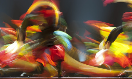 blured rolling Tibetan national danceのeditorial素材