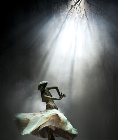 CHENGDU - SEP 23: chinese famous dancer Yang Liping performs Peacock Dance on stage at Jincheng theater.Sep 23, 2012 in Chengdu, China.のeditorial素材