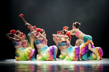 CHENGDU - APR 11: Southwest University for Nationalities College of Art perform modern dance "Adolescence" at sichuan song and dance theater in the new works for 2013 dance competition in Sichuan.Apr 11,2013 in Chengdu, China.のeditorial素材