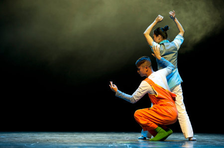 CHENGDU - APR 12: Zigong City dance folk performing arts troupe perform modern dance To be with you...