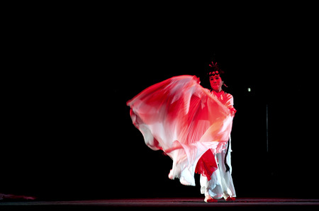 CHENGDU - MAY 14, 2013: Chinese opera actress performs on stage in 26th Chinese Drama Plum Blossom Award competition at Jiaozi theater.のeditorial素材