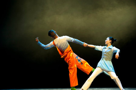 CHENGDU - APR 12: Zigong City dance folk performing arts troupe perform modern dance To be with you...