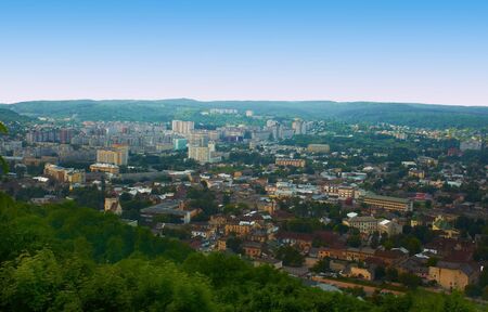 Looking from a bird's eye. East city of Lviv, Ukraineの写真素材