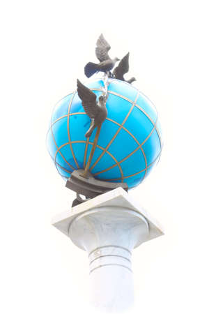 The famous sculpture Globe allocated on a white background. Kyiv, Ukraineの写真素材