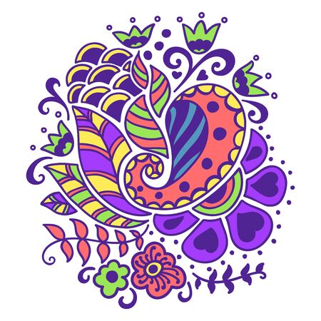 Floral pattern with leaves, branches and hearts.のイラスト素材