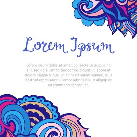 Hand drawn pattern with flowers and leaves. Vector illustration. Card.のイラスト素材