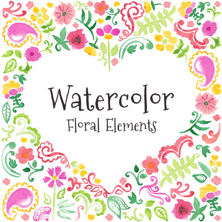 Watercolor elements set. Vector floral collection. Hand painted illustration.のイラスト素材