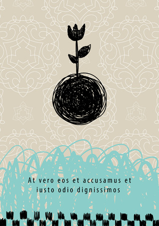 Hand drawn vintage poster with text. Vector creative illustration. Romantic card.のイラスト素材