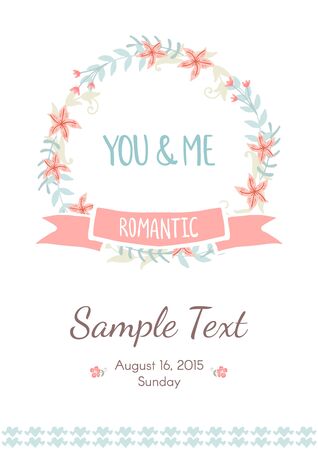 Romantic vintage card. Hand drawn vector floral illustration. Wedding style.のイラスト素材
