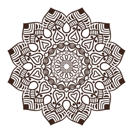 Vector mandala ornament. Round floral pattern. Hand drawn decorative element.のイラスト素材