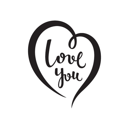 Vector hand drawn lettering poster. Vintage typography card. Love you text.のイラスト素材