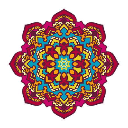 Vector mandala ornament. Round floral pattern. Hand drawn decorative element.のイラスト素材