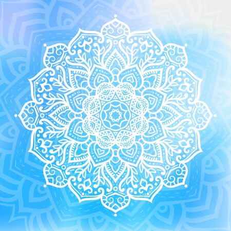 Vector mandala ornament. Round floral pattern. Hand drawn decorative element.のイラスト素材