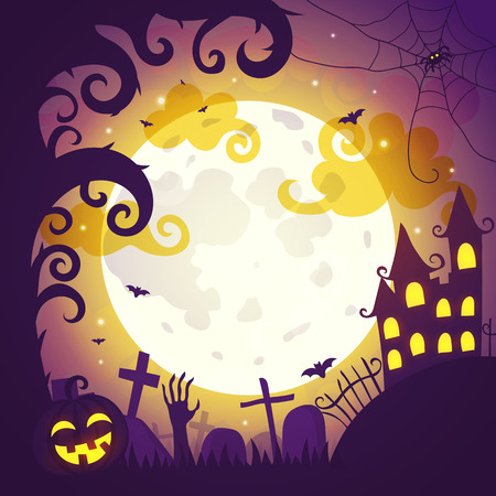 Halloween poster and card. Vector art illustration.のイラスト素材
