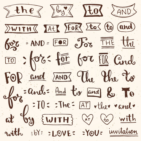 Hand lettered ampersands and catchwords for logo and label designs. Vintage Style elements. Vector illustration.のイラスト素材