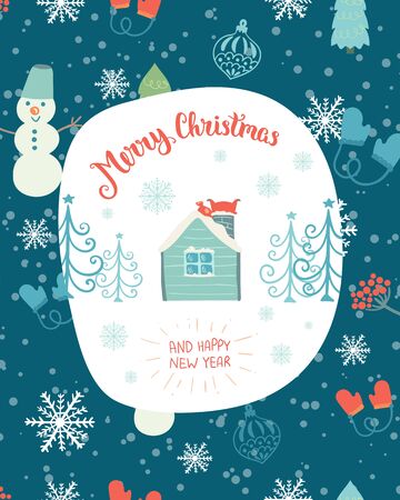 Christmas decoration card. Vector illustration with decorative elements. Merry Christmas theme.のイラスト素材