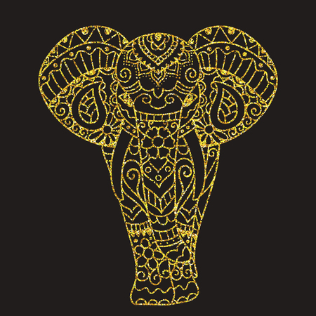 Decorative elephant illustration. Indian theme with ornaments. Vector isolated illustration.のイラスト素材
