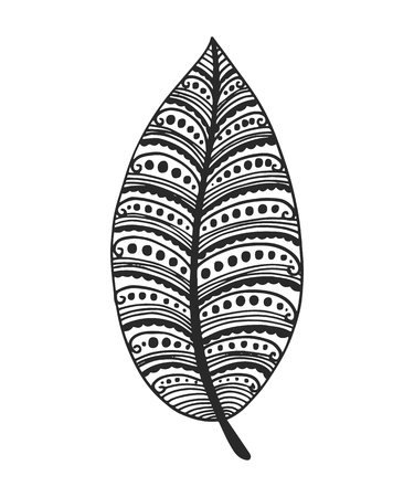 Tribal vector feather. Hand drawn indian illustration. Vintage poster.のイラスト素材