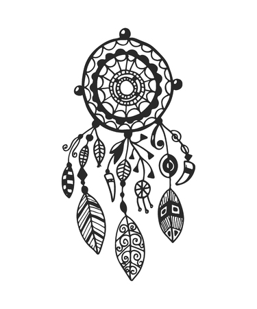 Tribal Vector Dream Catcher With Feathers Hand Drawn Indian Illustration Vintage Poster のイラスト素材 ストックフォト 写真素材のstock Foto ストックドットフォト