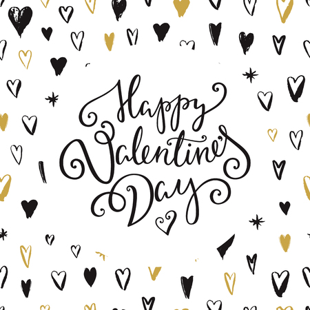 Happy Valentines Day card. Romantic vector background with lettering. Romantic illustration.のイラスト素材