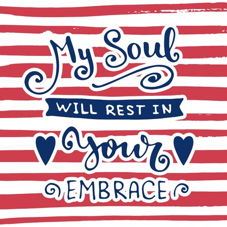 Vector calligraphy. Hand drawn lettering poster. Vintage typography card. Phrase on a striped background.のイラスト素材