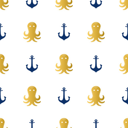 Grunge marine seamless pattern. Vector sea design.のイラスト素材