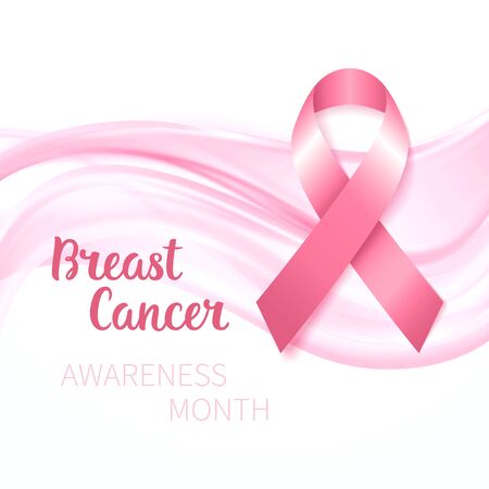 Breast Cancer Awareness Ribbon, abstract background. Vector illustration. Design for poster, bannerのイラスト素材