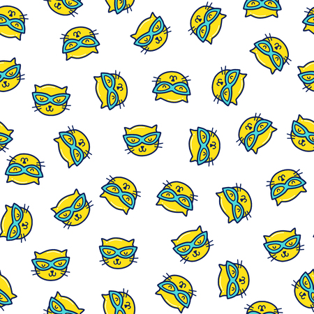 Doodles cute seamless pattern. Color vector background. Illustration with cats. Design for T-shirt, textile and prints.のイラスト素材