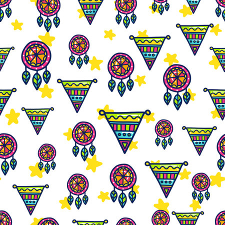 Doodles cute seamless patternのイラスト素材