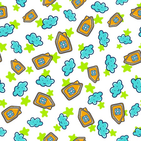 Doodles cute seamless patternのイラスト素材