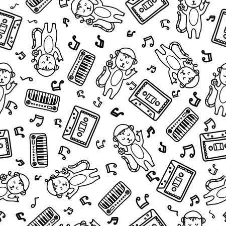 Doodles cute seamless pattern.のイラスト素材