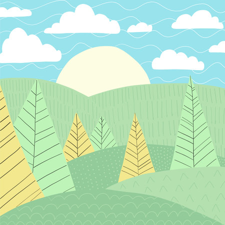 Doodles cute backdrop summer themeのイラスト素材