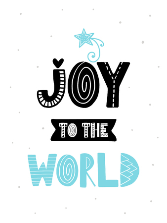 Colorful Christmas vector card. Lettering with illustration in Scandinavian style. Creative poster with phrase.のイラスト素材