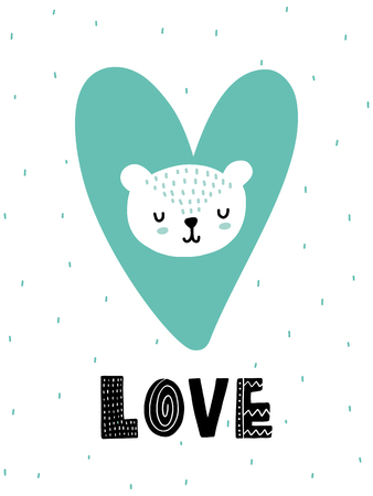 Colorful childish vector card. Lettering with illustration in Scandinavian style. Creative poster with phrase.のイラスト素材