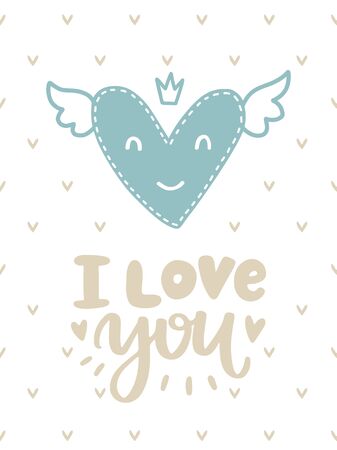 Vector scandinavian lettering poster. Creative typography card with phrase. Romantic text.のイラスト素材