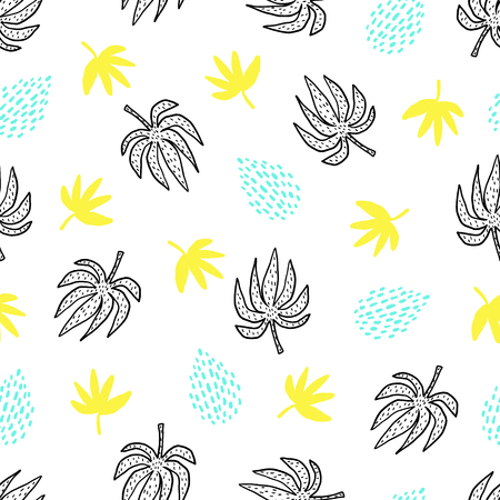 Seamless hand drawn summer pattern. Vector colorful background with different elements. Design for prints, shirts and posters.のイラスト素材