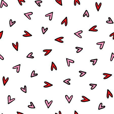 Seamless romantic pattern. Vector background with hearts. Design for prints, shirts and posters.のイラスト素材