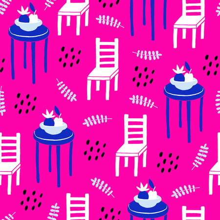 Seamless creative hand drawn pattern in modern style. Vector background with different elements. Design for prints, shirts and posters.のイラスト素材