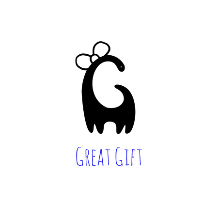 Vector scandinavian logotype, decorative illustration with dinosaur and text.のイラスト素材