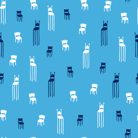 Seamless creative pattern. Vector background with different chairs. Design for prints, shirts and posters.のイラスト素材