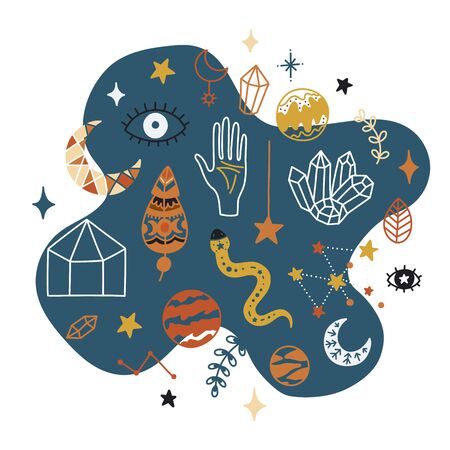 Magical vector background with decorative elementsのイラスト素材