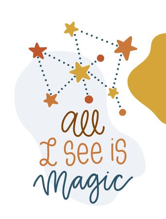 Magical vector card with letteringのイラスト素材