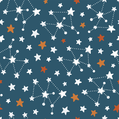 Stars and constellations, seamless pattern.
